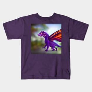 Purple Fairy Dragon with Butterfly Wings Kids T-Shirt